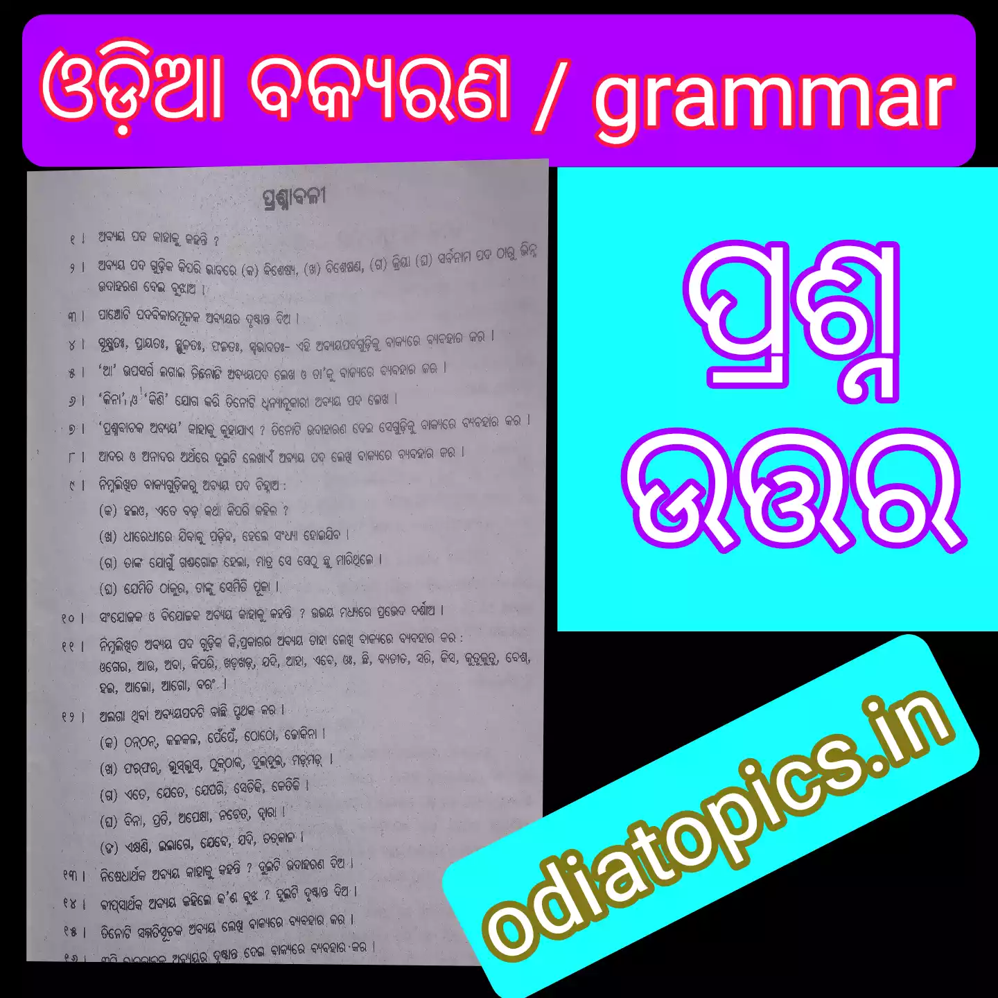 Odia Grammar questions and answers